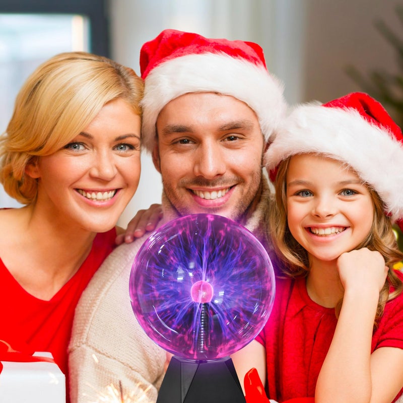 PowerTRC Plasma Ball, 8 inch Plasma Night Lamp, Batter Powered Respond to Touch & Sound Plasma Globe, Party/Science Props, Home Bedroom Decoration Christmas Novelty Gift for Kids - Image 4